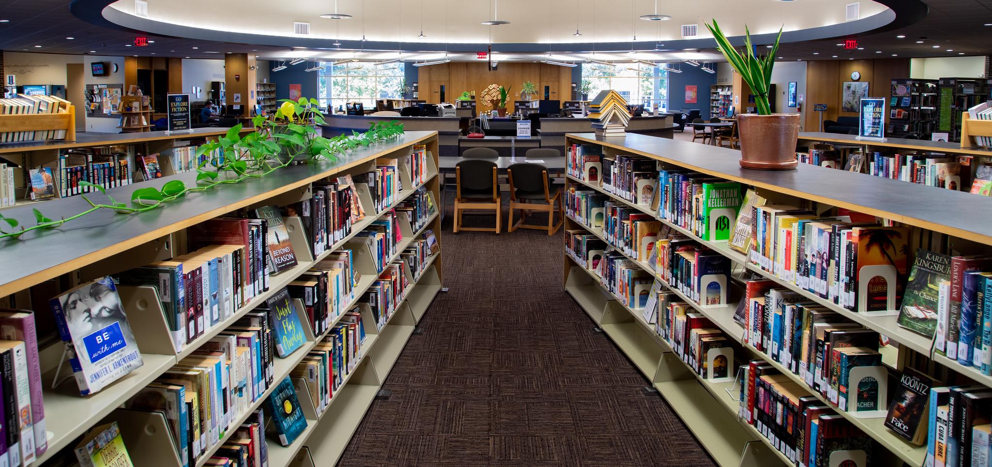 Book shelves in barton library